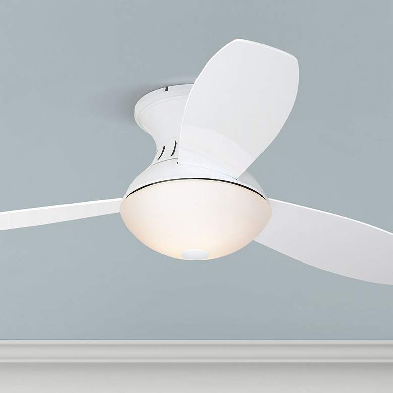 Image 1 52 inch Possini Euro Encore White Hugger LED Ceiling Fan