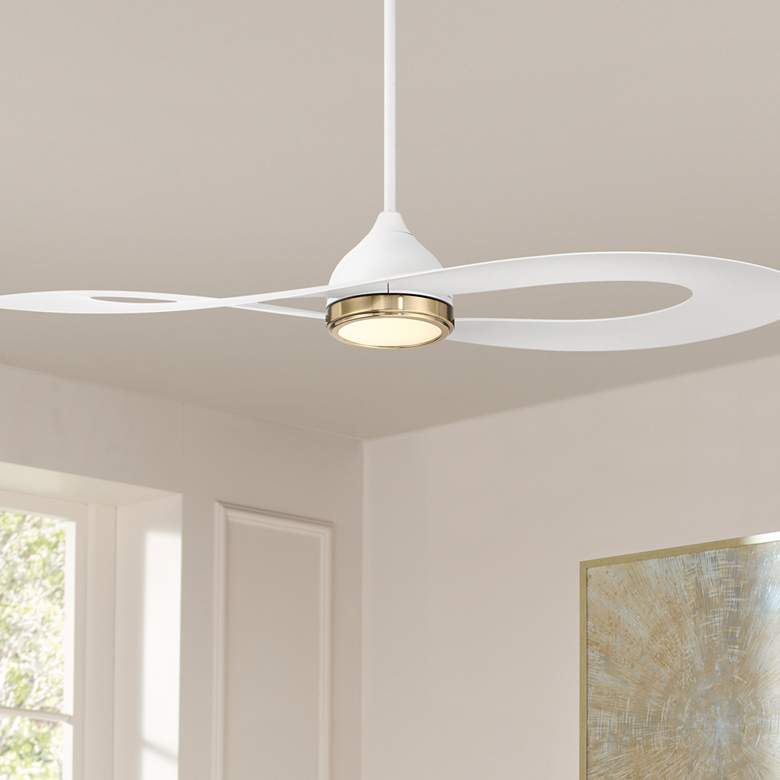Image 2 52" Possini Euro Obi Matte White CCT LED Damp Ceiling Fan with Remote