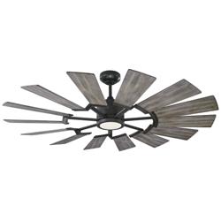 52&quot; Prairie II Aged Pewter Rustic Windmill Fan with Remote