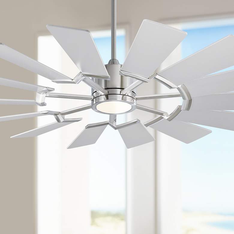 Image 1 52 inch Prairie II Brushed Steel LED Ceiling Fan with Remote