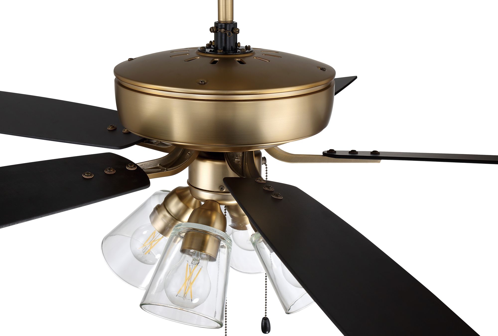 52" Pro Plus Satin Brass and Black Walnut Ceiling Fan