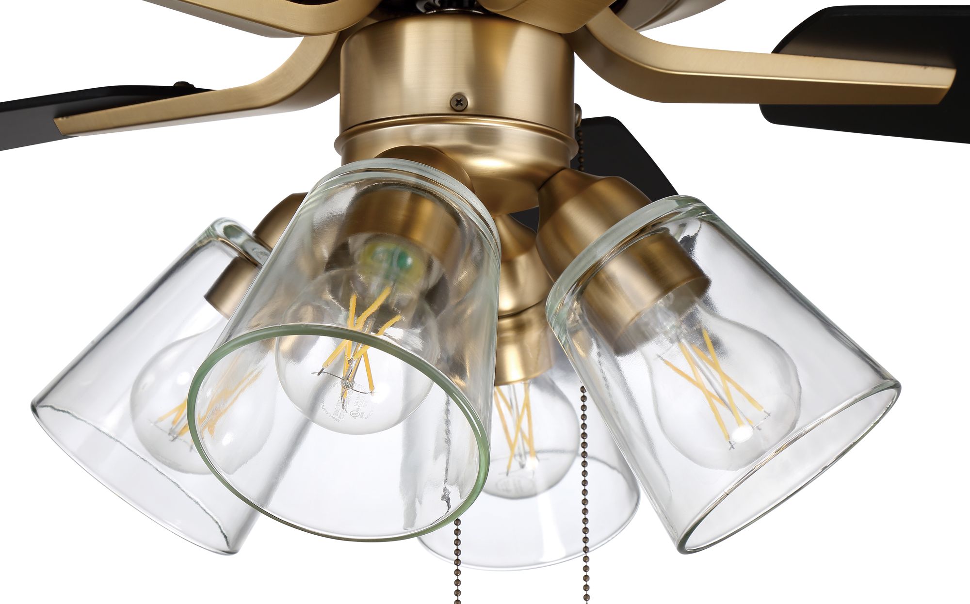 52" Pro Plus Satin Brass and Black Walnut Ceiling Fan