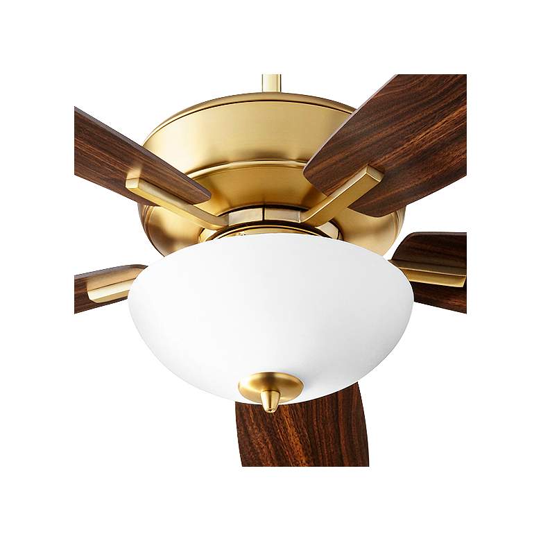Image 3 52 inch Quorum Breeze Bowl Aged Brass LED Ceiling Fan with Pull Chain more views