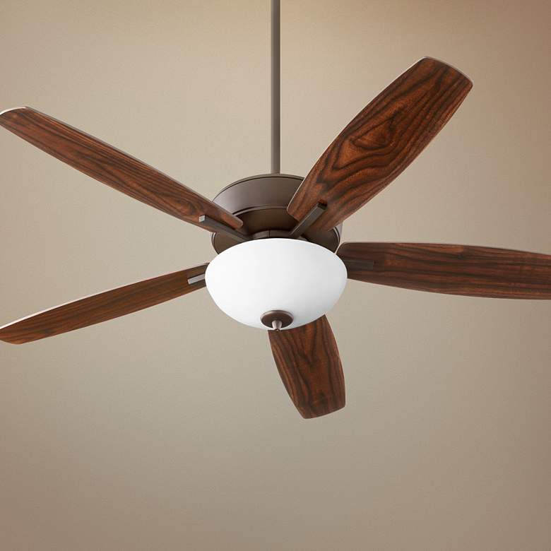 Image 1 52 inch Quorum Breeze Bowl Oiled Bronze LED Pull Chain Ceiling Fan