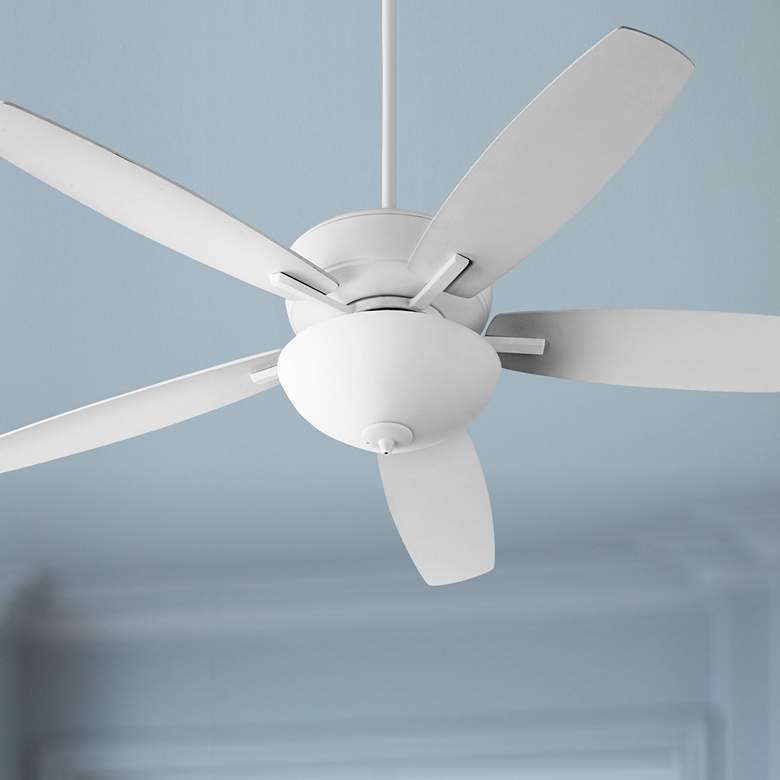 Image 1 52 inch Quorum Breeze Bowl Studio White LED Ceiling Fan with Pull Chain