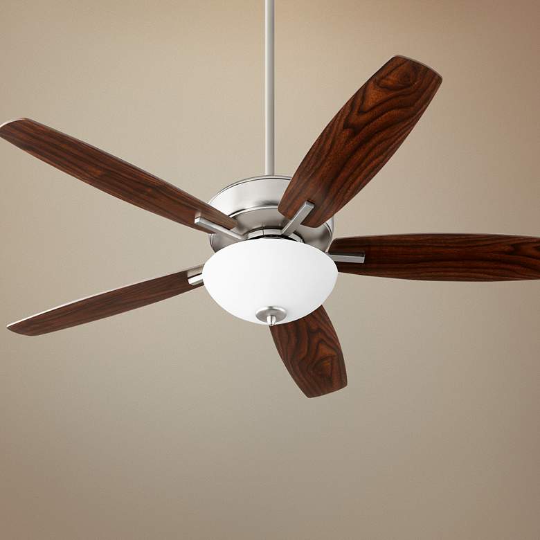 Image 1 52" Quorum Breeze Satin Nickel LED Ceiling Fan with Pull Chain