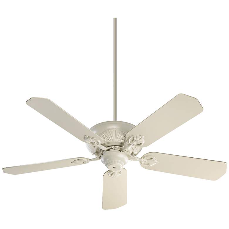 Image 2 52 inch Quorum Chateaux Antique White Pull Chain Ceiling Fan