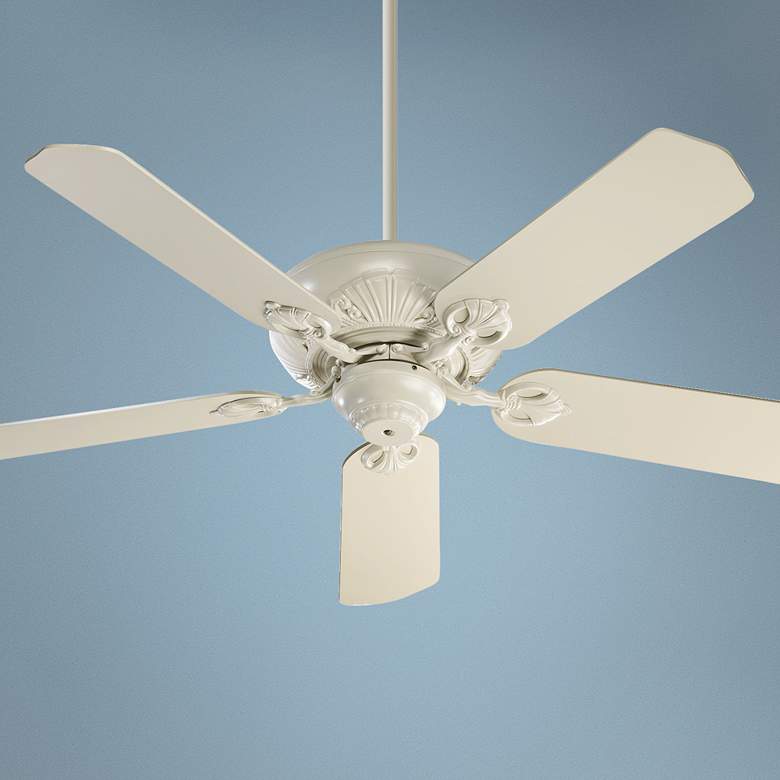 Image 1 52" Quorum Chateaux Antique White Pull Chain Ceiling Fan