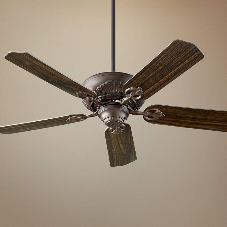 Image 1 52" Quorum Chateaux Oiled Bronze Ceiling Fan with Pull Chain