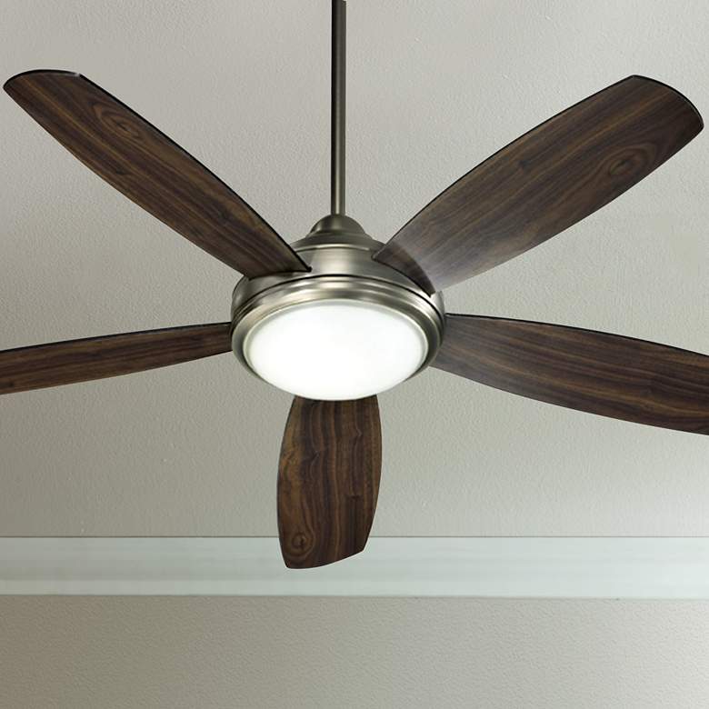 Image 1 52 inch Quorum Colton Antique Silver Finish Ceiling Fan with Wall Control