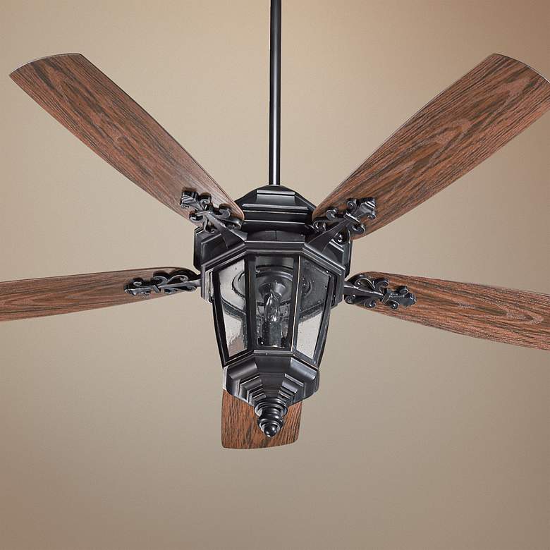 Image 1 52 inch Quorum Dimone Old World Patio Ceiling Fan with Light Kit