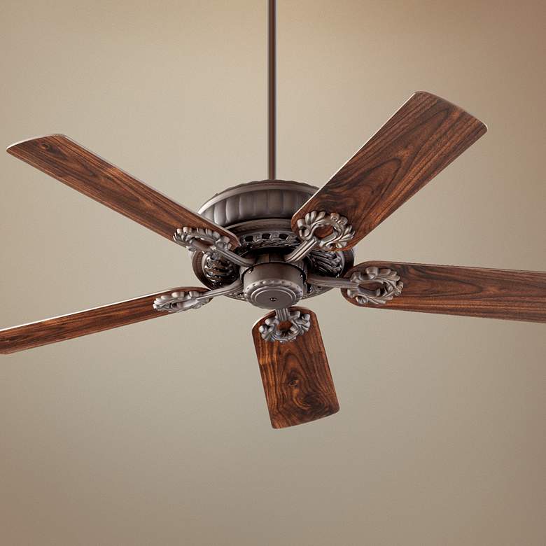 Image 1 52" Quorum Empress Oiled Bronze Traditional Pull Chain Ceiling Fan