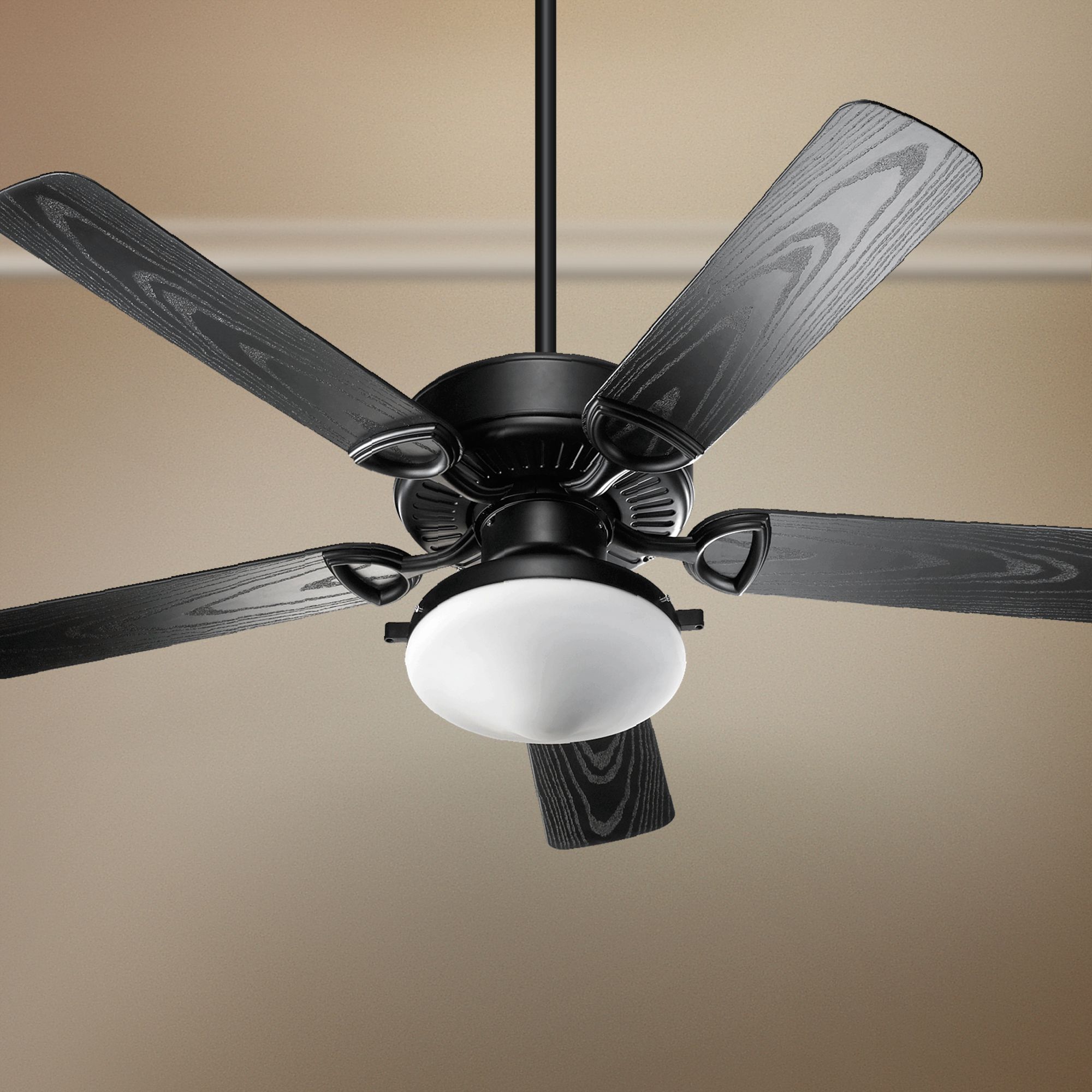 52" Quorum Estate Matte Black Outdoor Patio Ceiling Fan with Remote