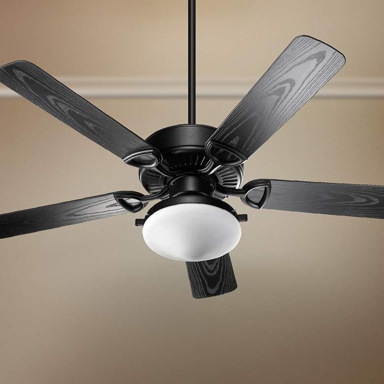 Image 1 52" Quorum Estate Matte Black Outdoor Patio Pull Chain Ceiling Fan