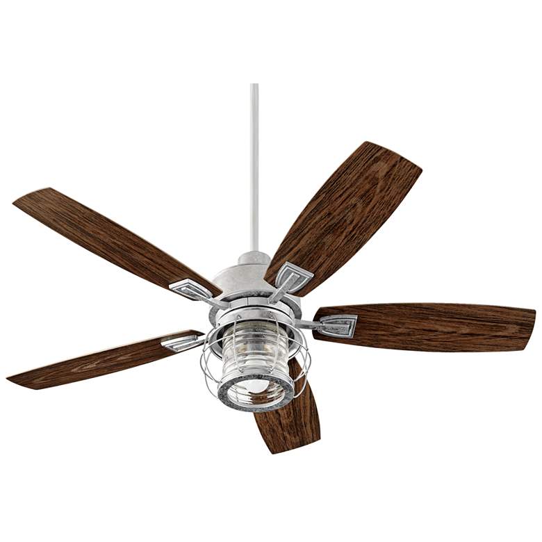 Image 2 52 inch Quorum Galveston Galvanized Damp Ceiling Fan with Wall Control