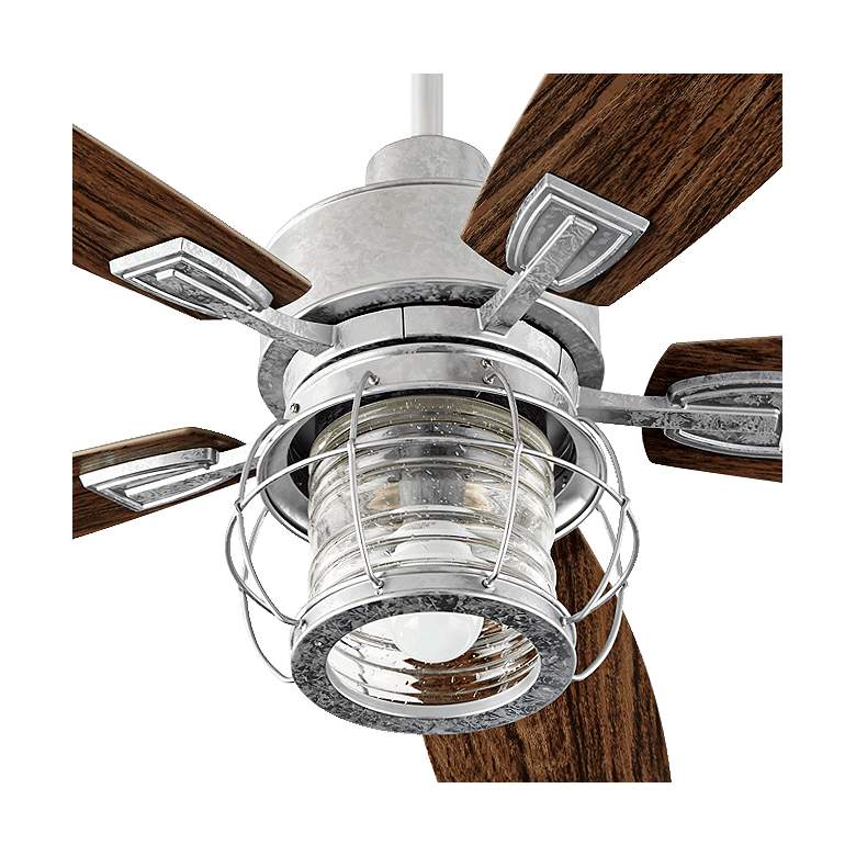 Image 3 52" Quorum Galveston Galvanized Damp Ceiling Fan with Wall Control more views