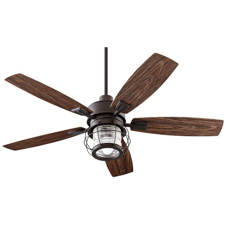 Image 2 52 inch Quorum Galveston Oiled Bronze Damp Rated Fan with Wall Control