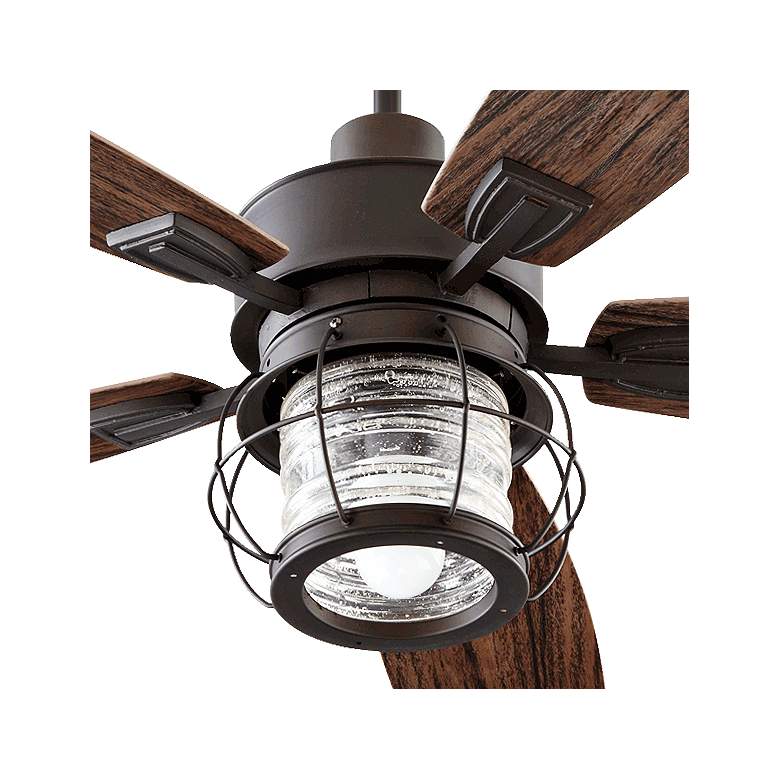 52 inch Quorum Galveston Oiled Bronze Damp Rated Fan with Wall Control more views
