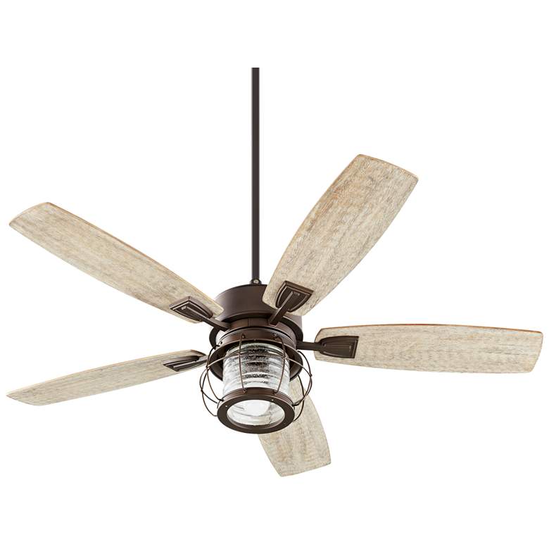 Image 2 52 inch Quorum Galveston Oiled Bronze Rustic Ceiling Fan with Wall Control