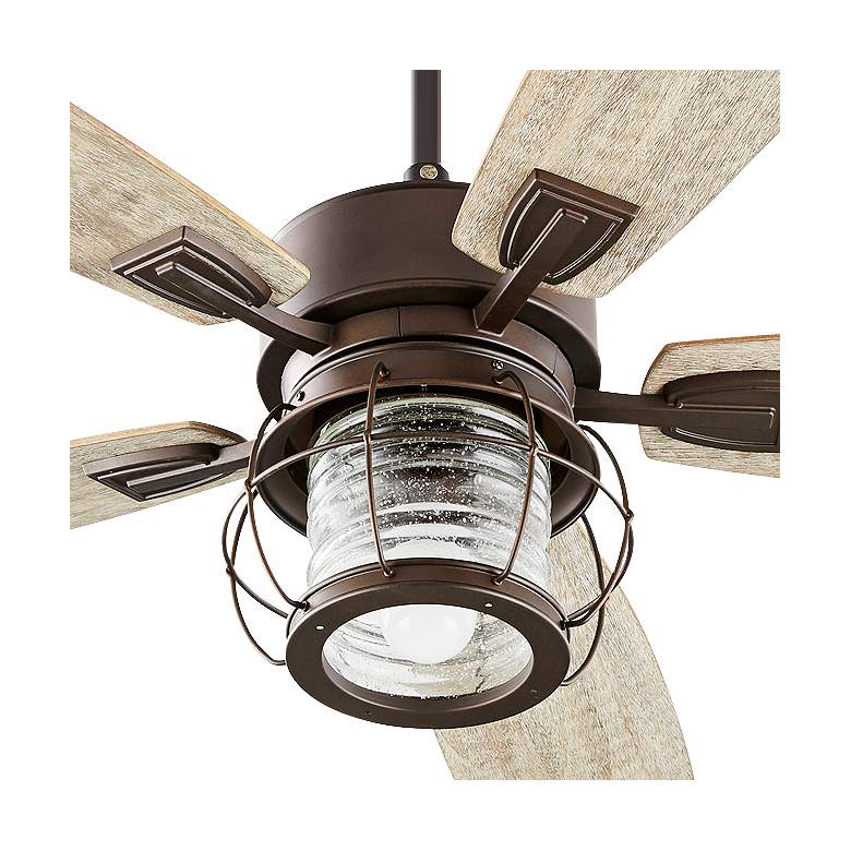 Image 3 52" Quorum Galveston Oiled Bronze Rustic Ceiling Fan with Wall Control more views