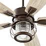 52" Quorum Galveston Oiled Bronze Rustic Ceiling Fan with Wall Control