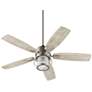 52" Quorum Galveston Satin Nickel Ceiling Fan with Wall Control