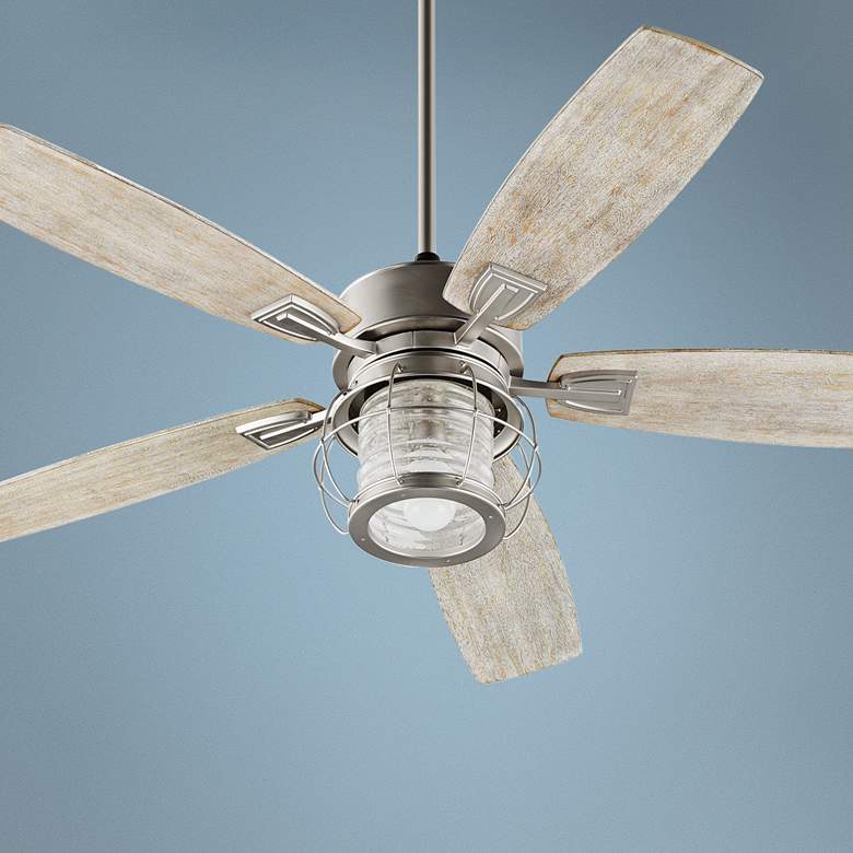 Image 1 52" Quorum Galveston Satin Nickel Ceiling Fan with Wall Control