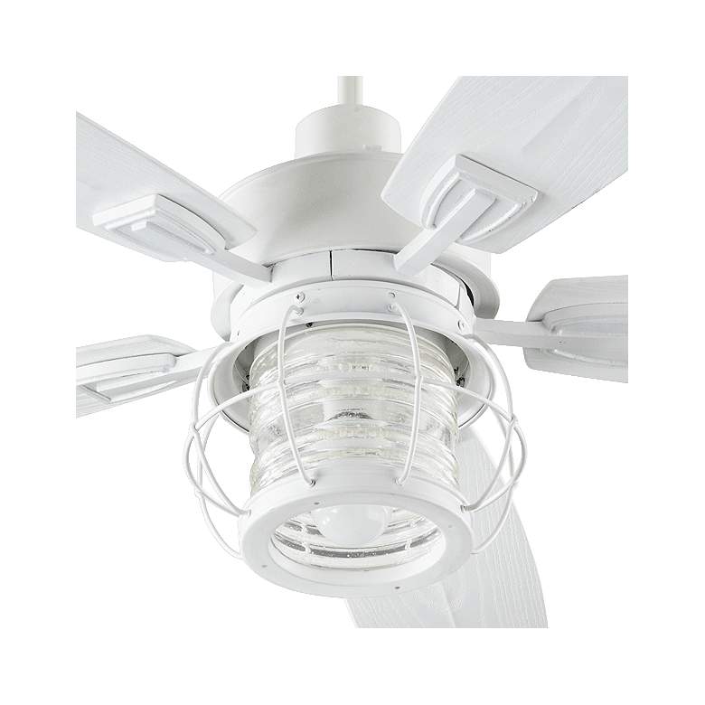 52 inch Quorum Galveston White Damp Rated Ceiling Fan with Wall Control more views