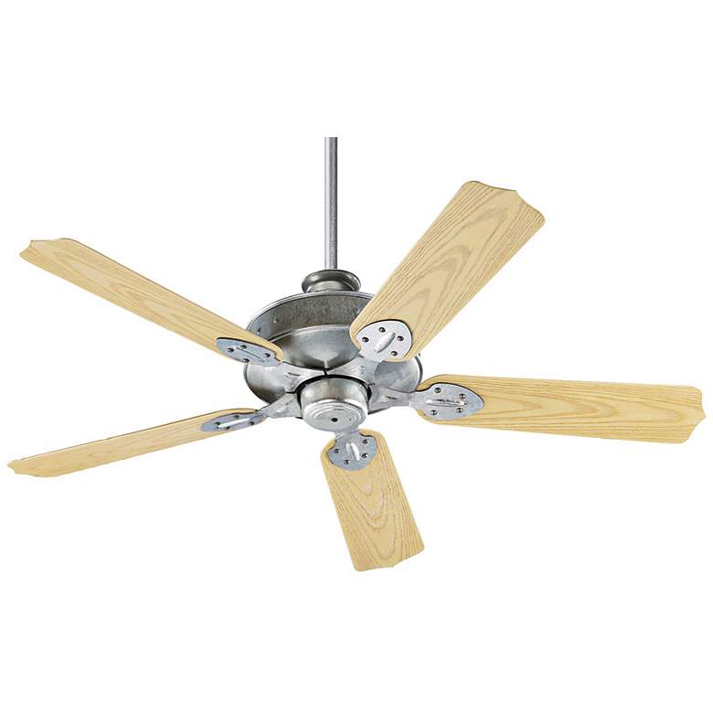 Image 2 52" Quorum Hudson Galvanized Wet Location Ceiling Fan with Pull Chain