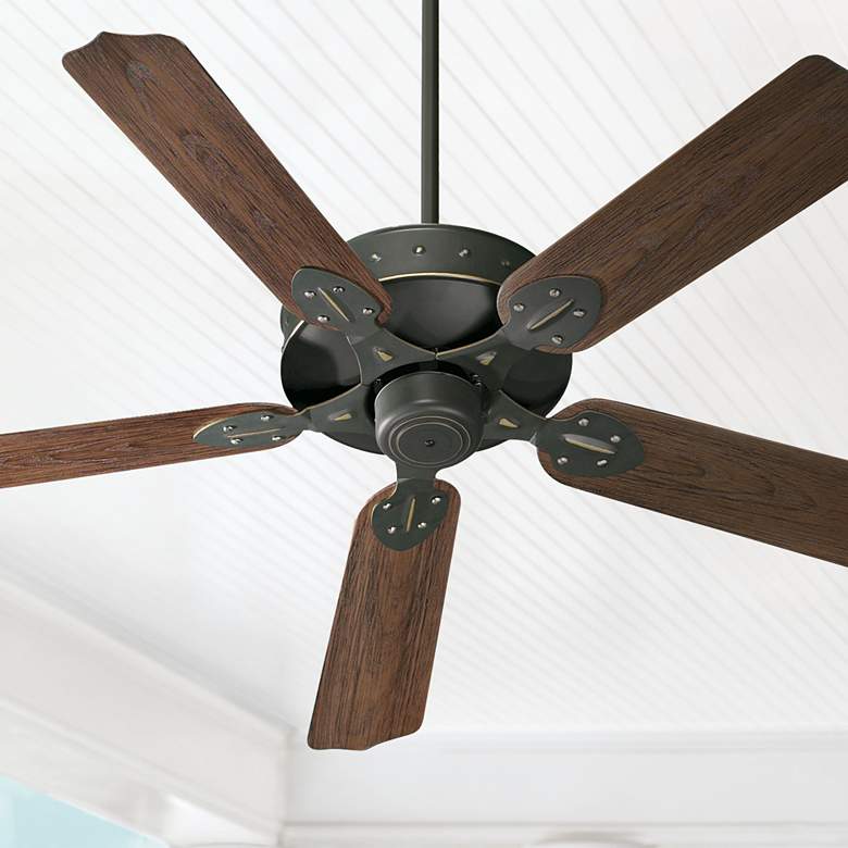 Image 1 52 inch Quorum Hudson Old World Outdoor Ceiling Fan with Pull Chain