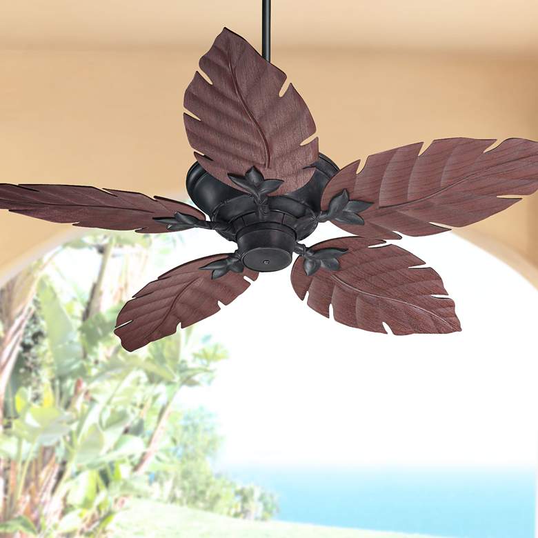 Image 1 52 inch Quorum Monaco Toasted Sienna Patio Ceiling Fan with Pull Chain