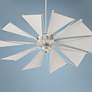 52" Quorum Mykonos Satin Nickel Windmill Canvas Blades Ceiling Fan