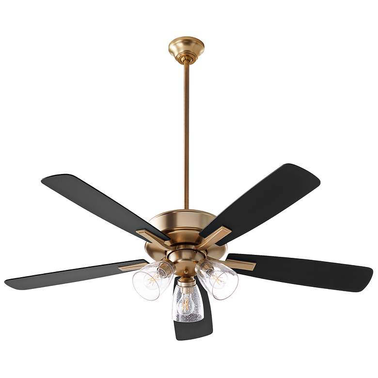Image 1 52" Quorum Ovation Aged Brass and Black LED Ceiling Fan