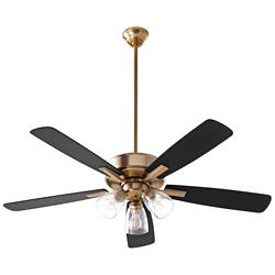 52" Quorum Ovation Aged Brass and Black LED Ceiling Fan