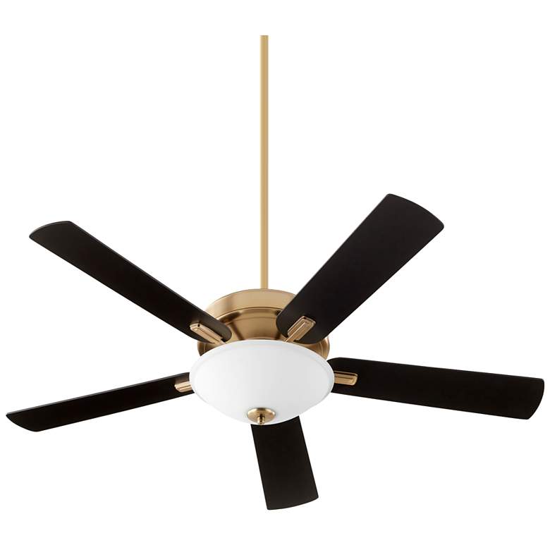 Image 2 52 inch Quorum Premier Aged Brass LED Pull Chain Ceiling Fan