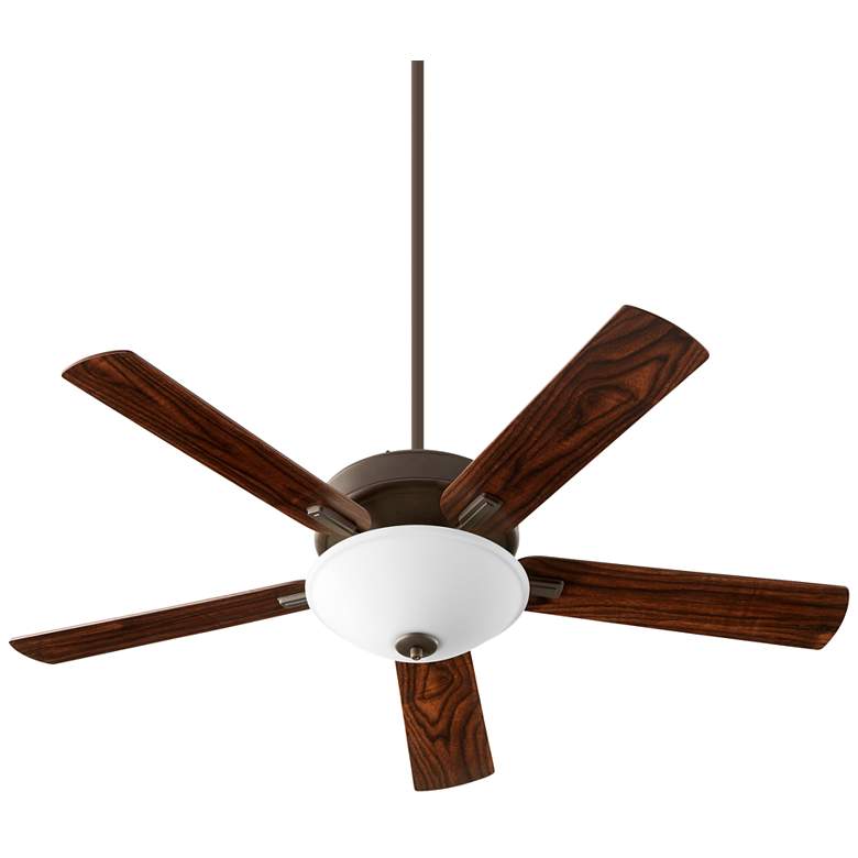 Image 2 52 inch Quorum Premier Oiled Bronze LED Ceiling Fan with Pull Chain