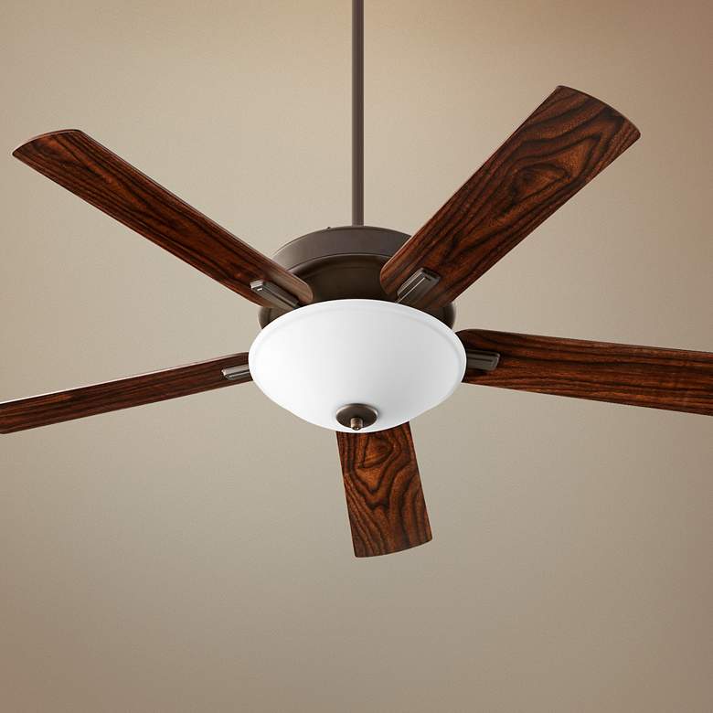 Image 1 52 inch Quorum Premier Oiled Bronze LED Ceiling Fan with Pull Chain