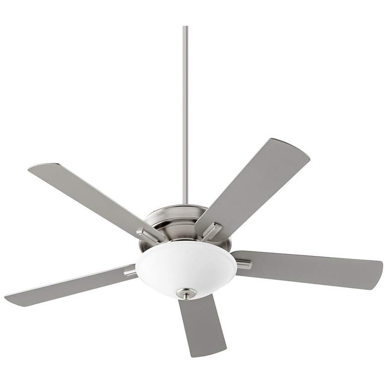 52 inch Quorum Premier Satin Nickel LED Ceiling Fan with Pull Chain