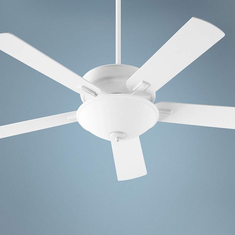Image 1 52 inch Quorum Premier Studio White LED Ceiling Fan with Pull Chain