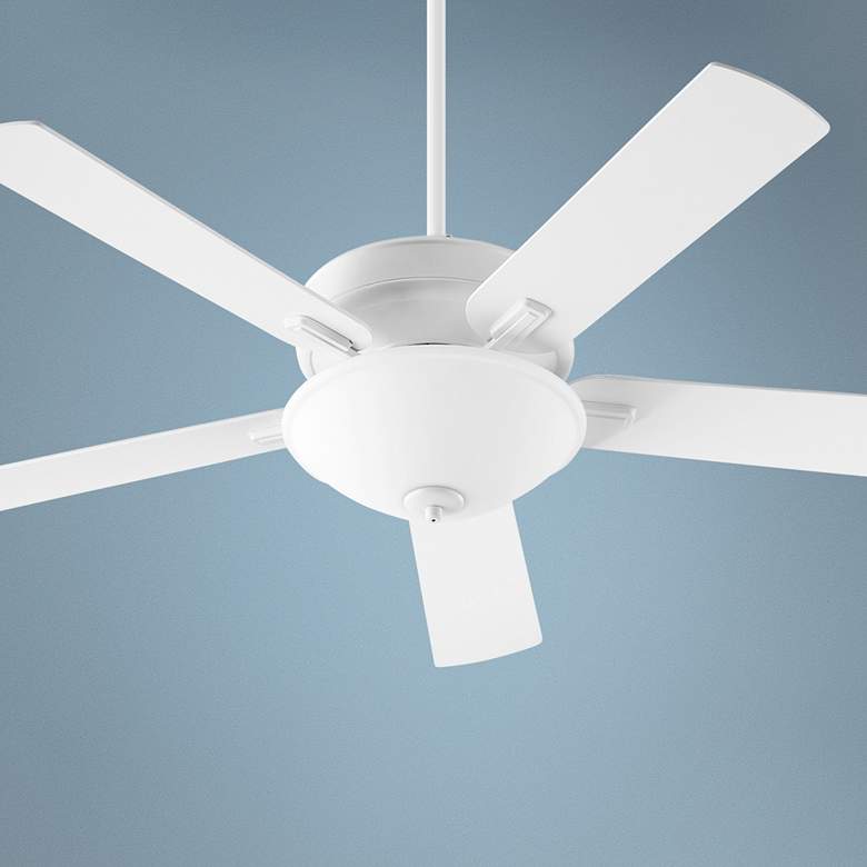 Image 1 52" Quorum Premier Studio White LED Ceiling Fan with Pull Chain
