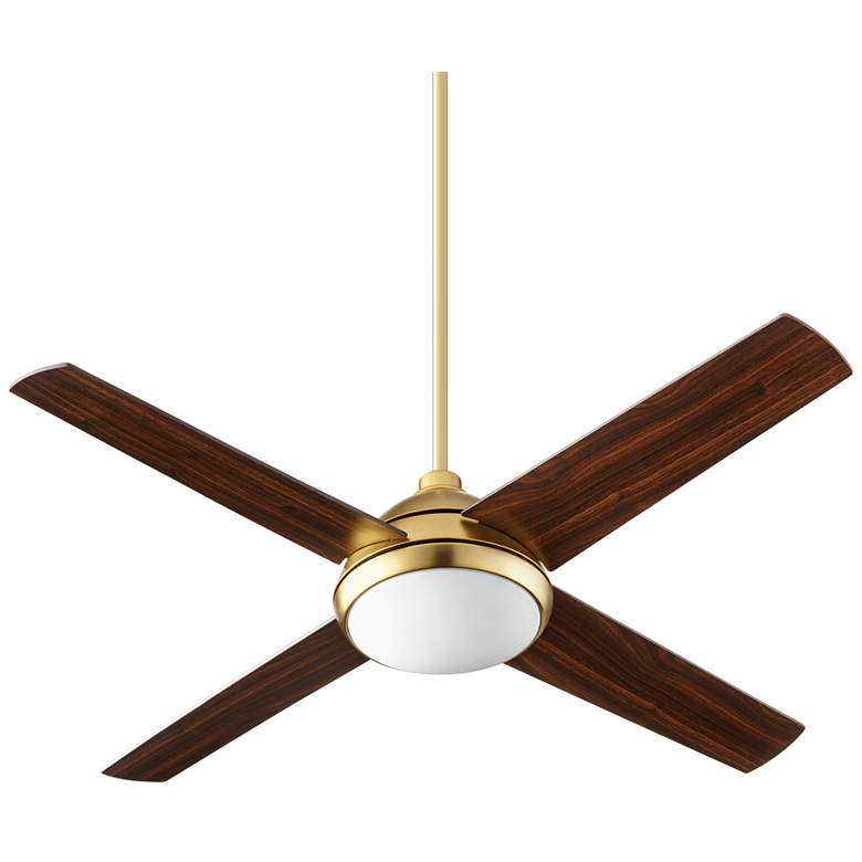 Image 2 52" Quorum Quest Aged Brass LED Ceiling Fan with Wall Control