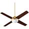 52" Quorum Quest Aged Brass LED Ceiling Fan with Wall Control