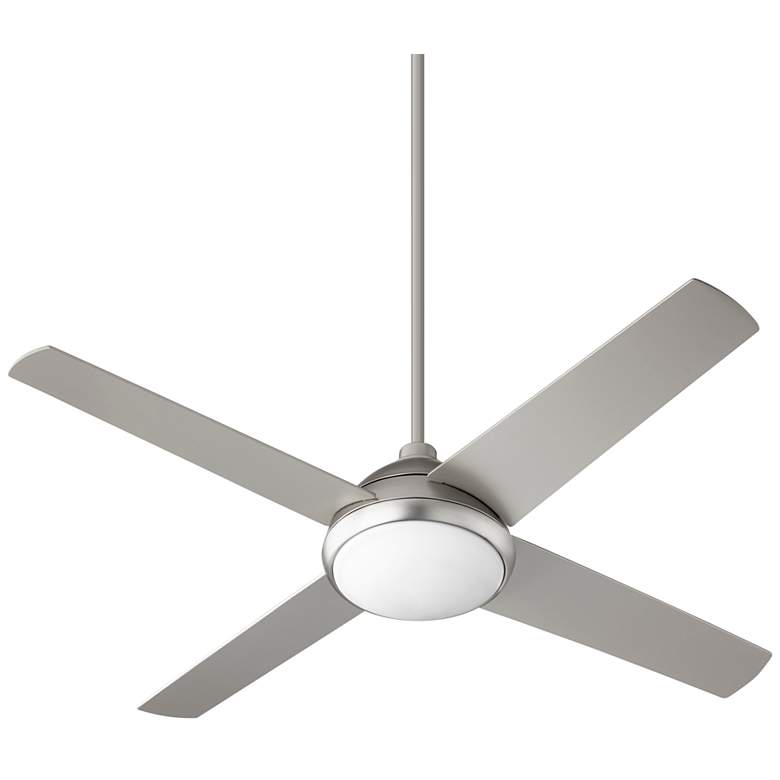 Image 2 52 inch Quorum Quest Satin Nickel LED Modern Ceiling Fan with Wall Control