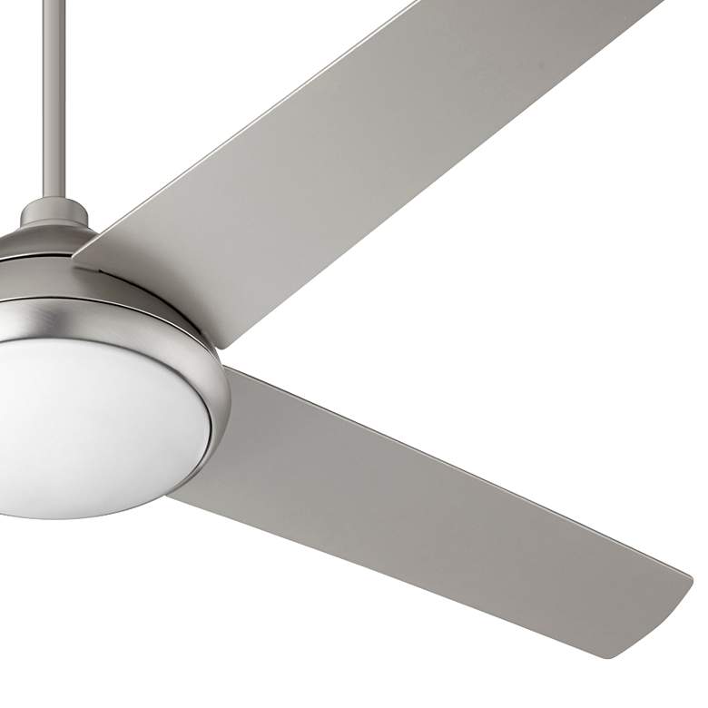 Image 3 52" Quorum Quest Satin Nickel LED Modern Ceiling Fan with Wall Control more views