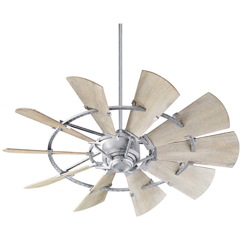 Image 2 52" Quorum Windmill Galvanized Ceiling Fan with Wall Control