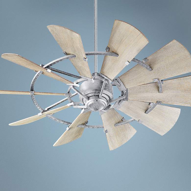 Image 1 52" Quorum Windmill Galvanized Ceiling Fan with Wall Control