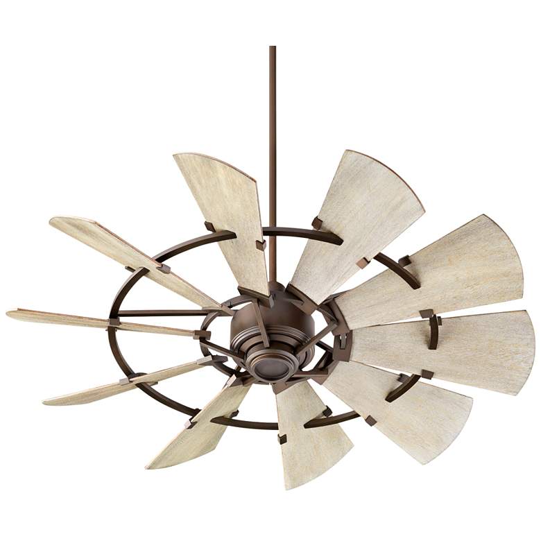 Image 2 52" Quorum Windmill Oiled Bronze Rustic Ceiling Fan with Wall Control