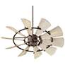 52" Quorum Windmill Oiled Bronze Rustic Ceiling Fan with Wall Control