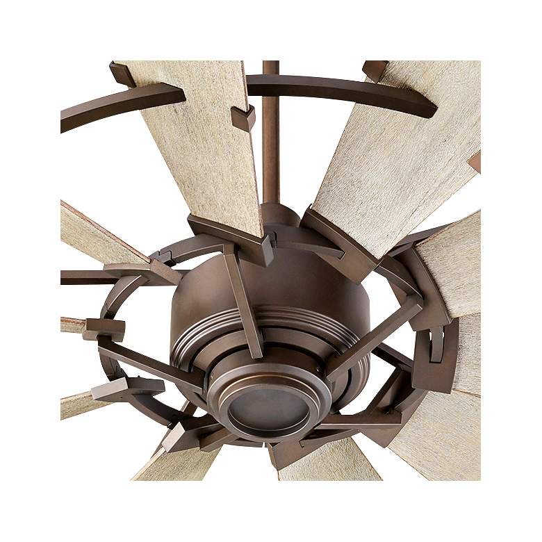 Image 3 52" Quorum Windmill Oiled Bronze Rustic Ceiling Fan with Wall Control more views