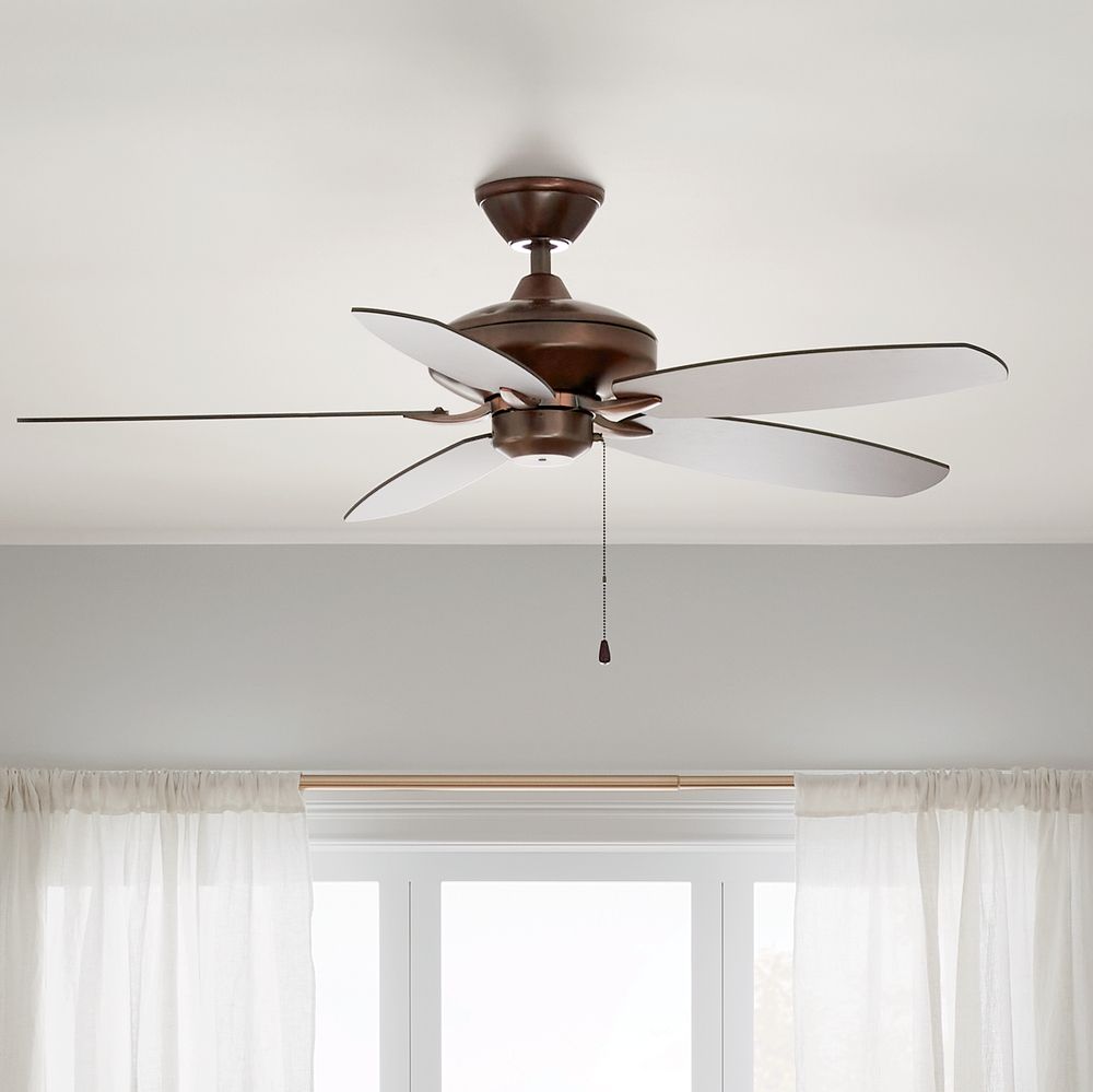 52" Renew Bronze AC Ceiling Fan w/ Walnut and Cherry Blades in scene